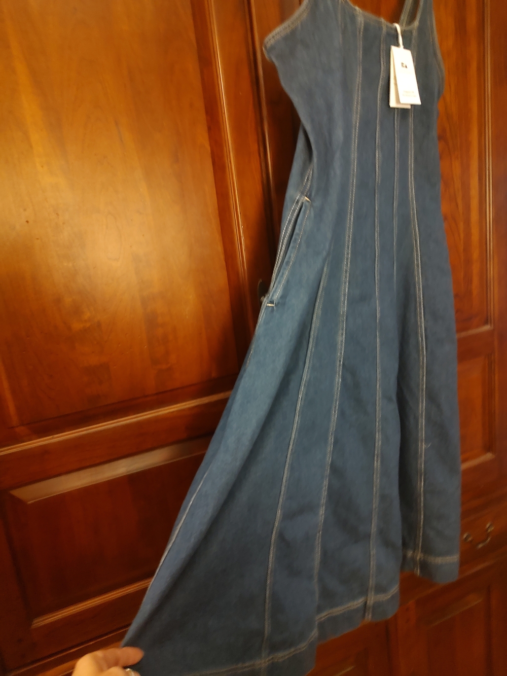 Denim Midi Dress in Dark Blue - Unbranded